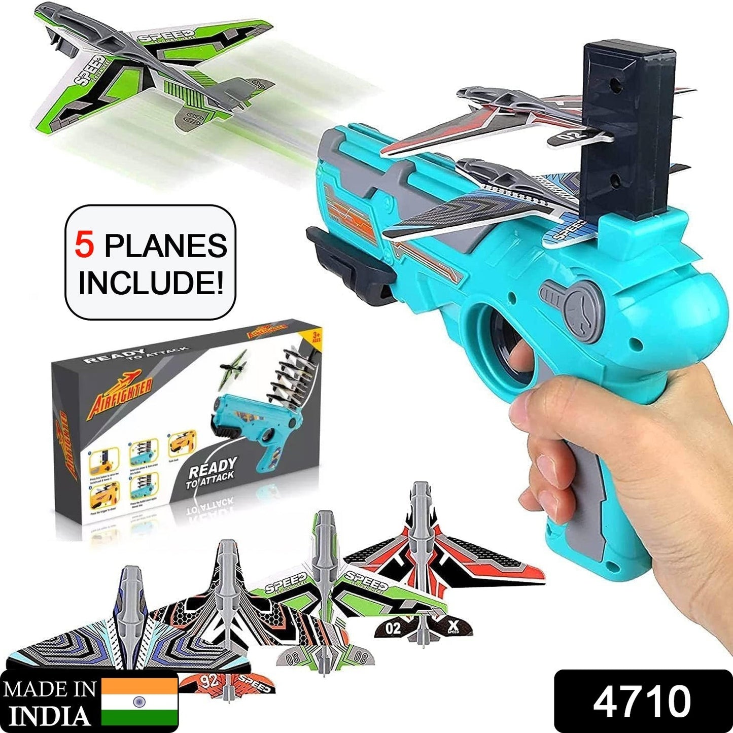 Airplane Launcher Gun Toy With Foam Glider Planes ( 5 Planes Included )