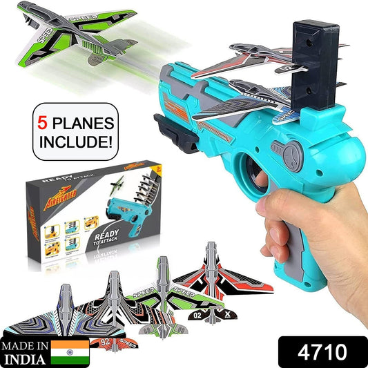 Airplane Launcher Gun Toy With Foam Glider Planes ( 5 Planes Included )
